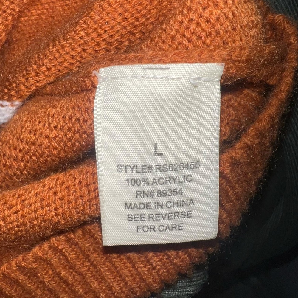 No Comment Brown Rust Mustard Yellow Striped Sweater Vest Y2K Preppy Large - Picture 3 of 4